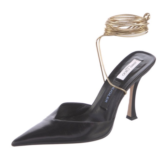 JIMMY CHOO X MUGLER LEATHER SLINGBACK PUMPS - Picture 2 of 6